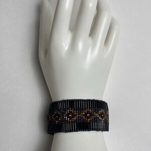 Vintage Beaded‎ Bracelet 7 Inch Multicolor Geometric Design Boho Southwestern